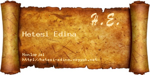 Hetesi Edina névjegykártya